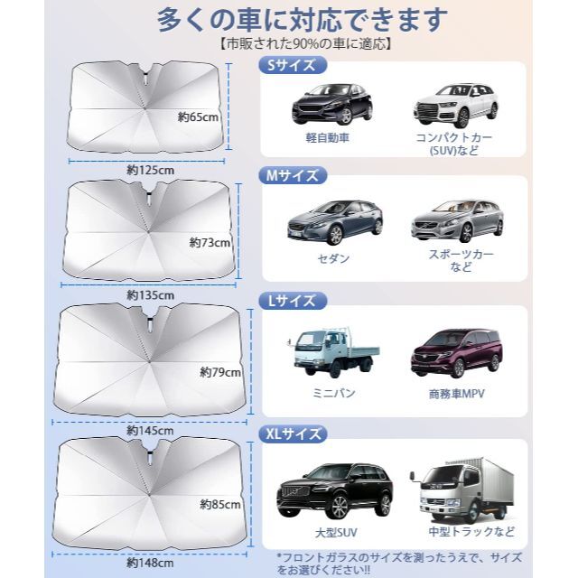 RUYI サンシェード 車 サンシェード 202改良 車用サンシェード 傘型 車 1