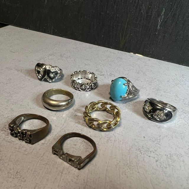 GME 19号 ビンテージ 金　シルバー　カラフル シンプル　派手　指輪　リング メンズのアクセサリー(リング(指輪))の商品写真
