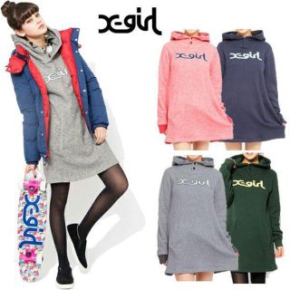 エックスガール(X-girl)のX-girl MILLS LOGO SWEAT DRESS エックスガール　(パーカー)