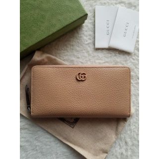 GUCCI グッチ ダブルG ラウンドファスナー 長財布 ローズベージュ