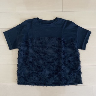 グレースコンチネンタル(GRACE CONTINENTAL)のグレースコンチネンタル🖤サイズ36黒フリンジTシャツ(Tシャツ(半袖/袖なし))