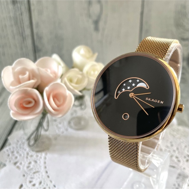 SKAGEN(スカーゲン)の【電池交換済】SKAGEN スカーゲン 腕時計 ムーンフェイズ ゴールド メンズの時計(腕時計(アナログ))の商品写真