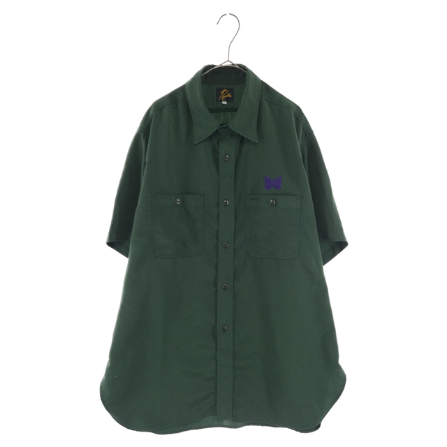 Needles(ニードルス)のNeedles ニードルス 21SS S/S Work Shirt-Poly Cloth バタフライ刺繍ポリクロス半袖ワークシャツ グリーン IN136 メンズのトップス(シャツ)の商品写真