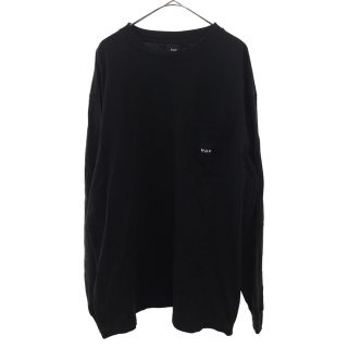 ハフ(HUF)のHUF ハフ BOX LOGO POCKET L/S T-Shirt ボックスロゴ ポケット ロングTシャツ 長袖 ブラック(Tシャツ/カットソー(七分/長袖))