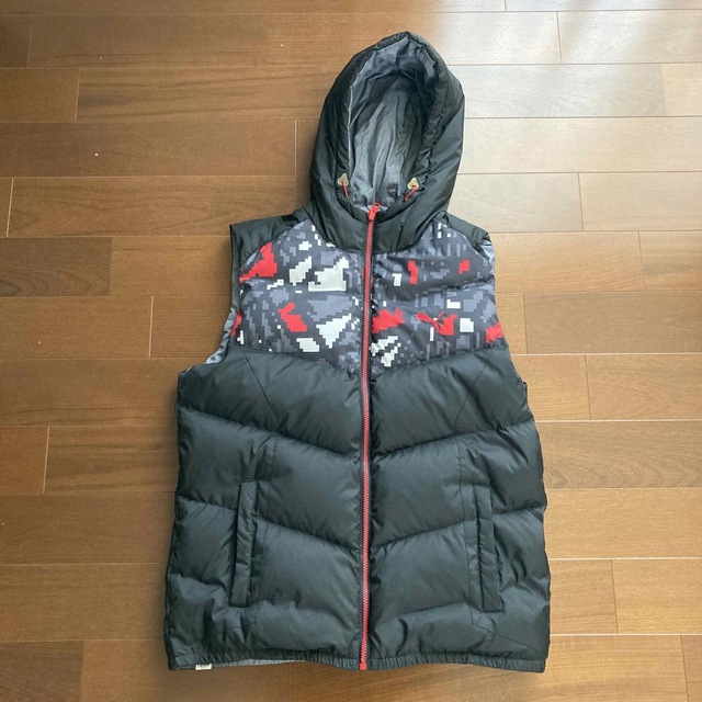 プーマ 中綿ベスト リバーシブル ウール混 チェック アウター トップス メンズ Oサイズ グレー PUMA