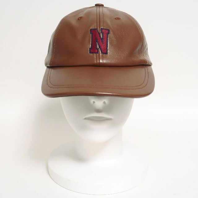 新品 NOAH ノア ロゴ刺繍 オールレザー ベースボール キャップ 帽子 茶