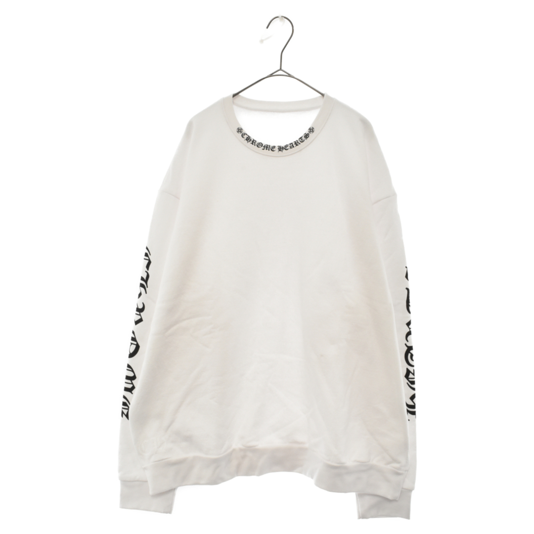 CHROME HEARTS クロムハーツ SWTSHRT PLVR プルオーバースウェット 袖ロゴプリントスウェット ホワイト