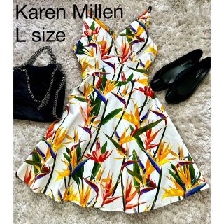 カレンミレン(Karen Millen)のKAREN MILLEN カレンミレン 花柄 ワンピース パーティー Lサイズ(ひざ丈ワンピース)