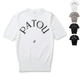 新品:サイズM】PATOU（パトウ)ロゴ入りTシャツ（黒）送料込み-