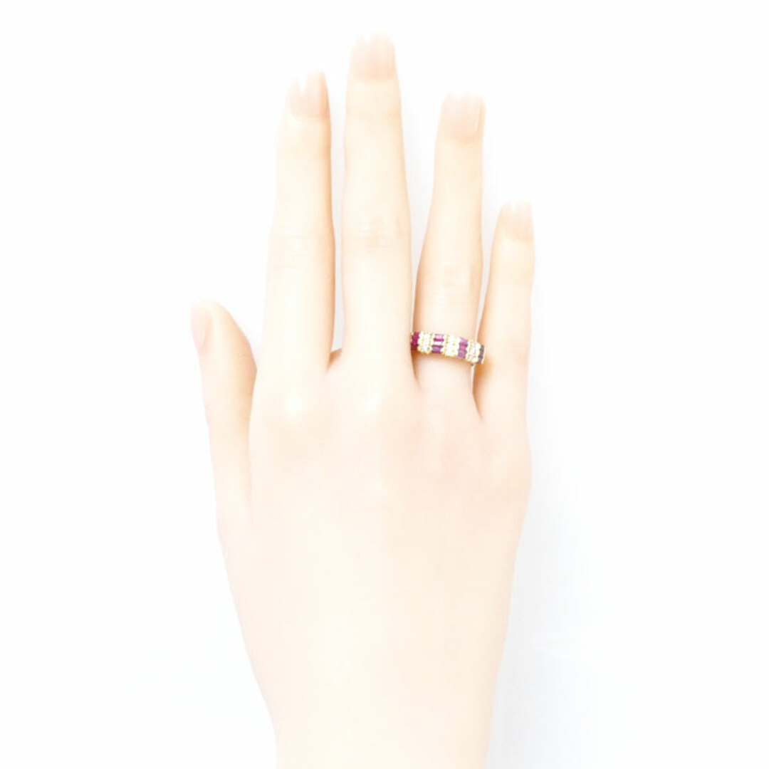 K18YG イエローゴールド リング・指輪 ルビー1.0ct ダイヤモンド0.18ct 10.5号 4.2g レディース【中古】 レディースのアクセサリー(リング(指輪))の商品写真
