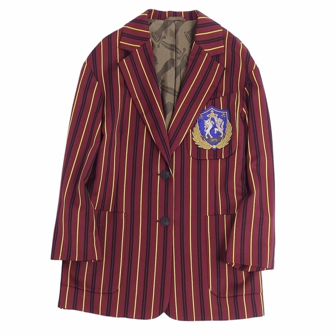 ヴィヴィアンウエストウッド Vivienne Westwood ANGLOMANIA ジャケット テーラードジャケット ブレザー ストライプ エンブレム アウター レディース 38(M相当) ボルドー/ブラック/イエロー | フリマアプリ ラクマ