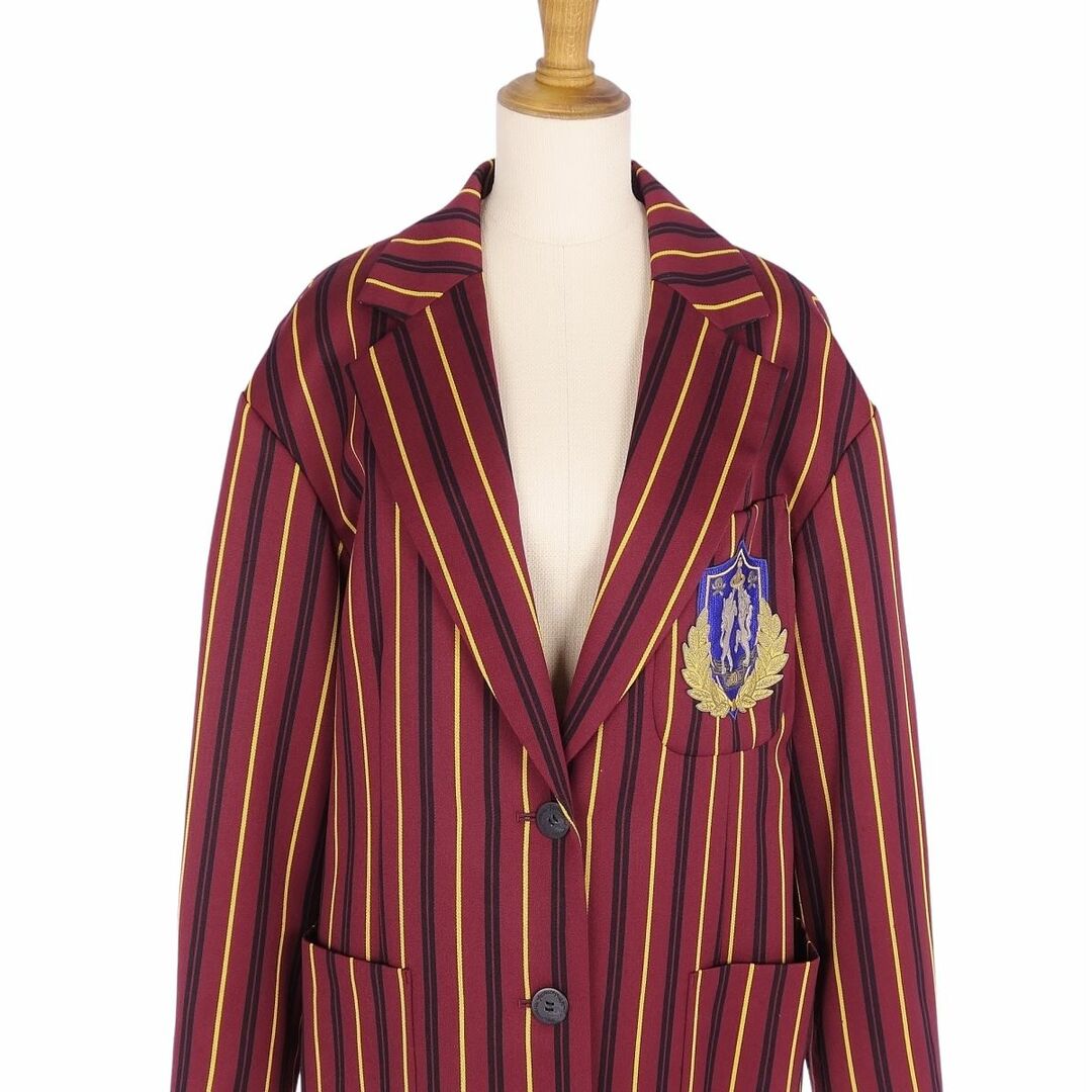 ヴィヴィアンウエストウッド Vivienne Westwood ANGLOMANIA ジャケット テーラードジャケット ブレザー ストライプ エンブレム アウター レディース 38(M相当) ボルドー/ブラック/イエロー