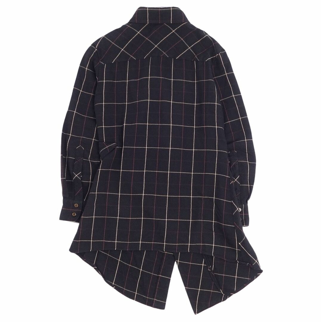 美品 ヴィヴィアンウエストウッドマン Vivienne Westwood MAN シャツ ネルシャツ ロング丈 ロングスリーブ アシンメトリー チェック柄 ロゴ刺繍 トップス メンズ 44(S相当) ブラック 美品 ヴィヴィアンウエストウッドマン Vivienne Westwood MAN シャツ ネルシャツ ロング丈 ロングスリーブ アシンメトリー チェック柄 ロゴ刺繍 トップス メンズ 44(S相当) ブラック