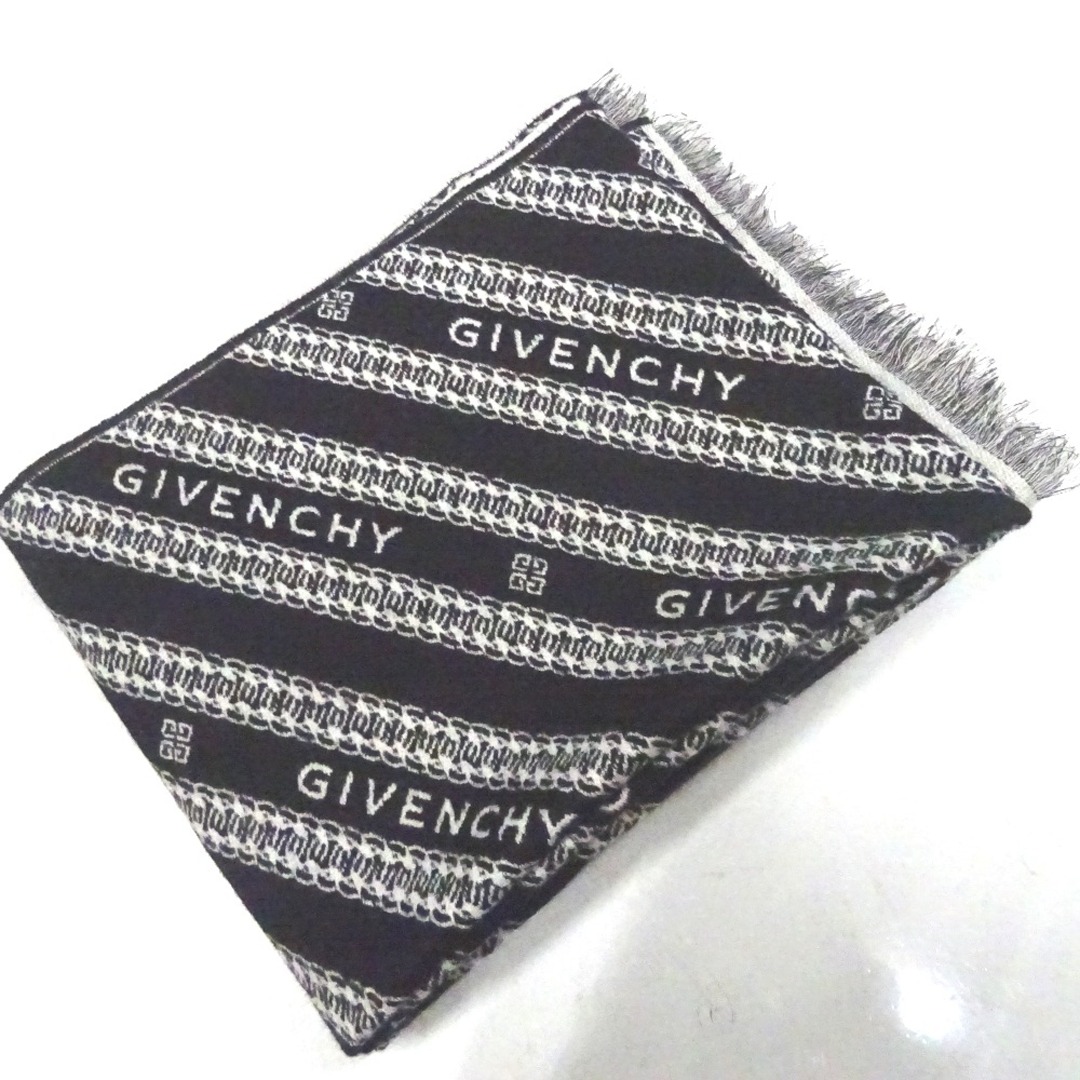 ファッション小物ジバンシー マフラー ロゴ ウール ブラック×ホワイト メンズ Givenchy Ft584073 ・超美品