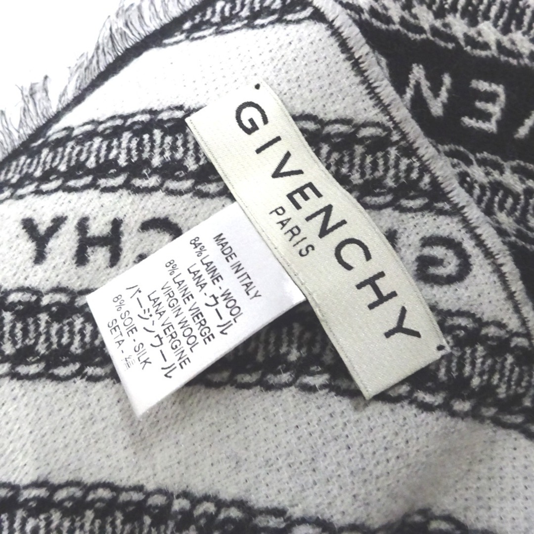 GIVENCHY - ジバンシー マフラー ロゴ ウール ブラック×ホワイト
