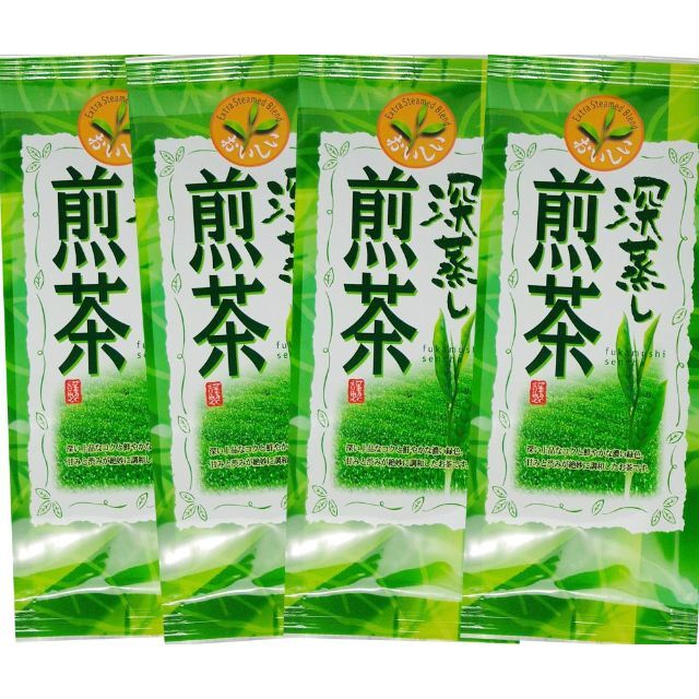 鹿児島県産 深蒸し茶 煎茶100g　4袋セット 地元神戸のスーパーでも大人気！ 食品/飲料/酒の飲料(茶)の商品写真