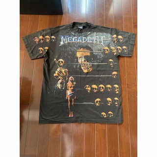 MEGADETH 総柄Tシャツ　ブラック サイズXL(Tシャツ/カットソー(半袖/袖なし))