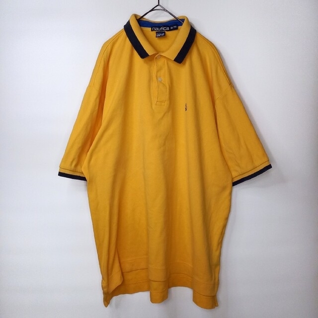 NAUTICA(ノーティカ)の希少品　カナダ製　ノーティカ　リンガー　ポロシャツ　半袖　旧ロゴ　無地　イエロー メンズのトップス(ポロシャツ)の商品写真