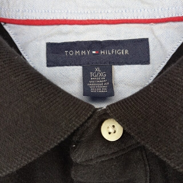 TOMMY HILFIGER(トミーヒルフィガー)のトミーヒルフィガー　ポロシャツ　半袖　オーバーサイズ　無地　刺繍ロゴ　黒 メンズのトップス(ポロシャツ)の商品写真