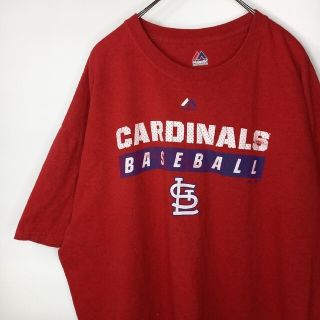 マジェスティック(Majestic)のマジェスティック　ベースボール　Tシャツ　半袖　カージナルス　MLB　英字　赤(Tシャツ/カットソー(半袖/袖なし))