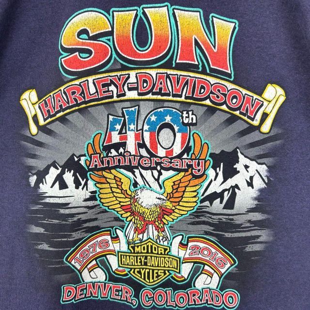 Harley Davidson(ハーレーダビッドソン)の【希少‼︎】ハーレーダビッドソン 両面プリント 半袖 Tシャツ パープル 美品 メンズのトップス(Tシャツ/カットソー(半袖/袖なし))の商品写真