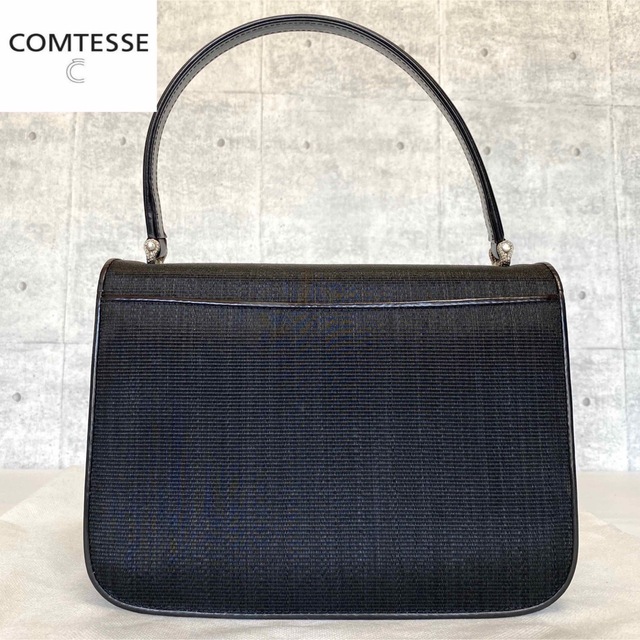 【極美品】COMTESS ホースヘア×レザー ブラック シルバー金具ハンドバッグ