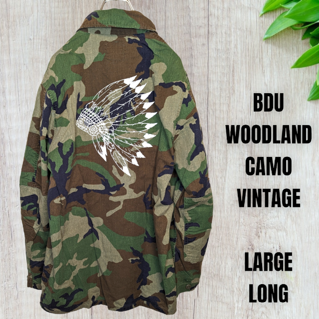 実物 古着 米軍 BDU ウッドランド 迷彩 ジャケット ④ リメイク 一点物 vintage リメイクミリタリージャケット カモフラージュジャケット