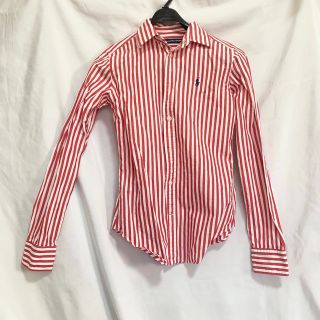 ポロラルフローレン(POLO RALPH LAUREN)の美品☆ラルフローレン 長袖シャツ　0 レッド　赤　ポロラルフローレン　シャツ(シャツ/ブラウス(長袖/七分))