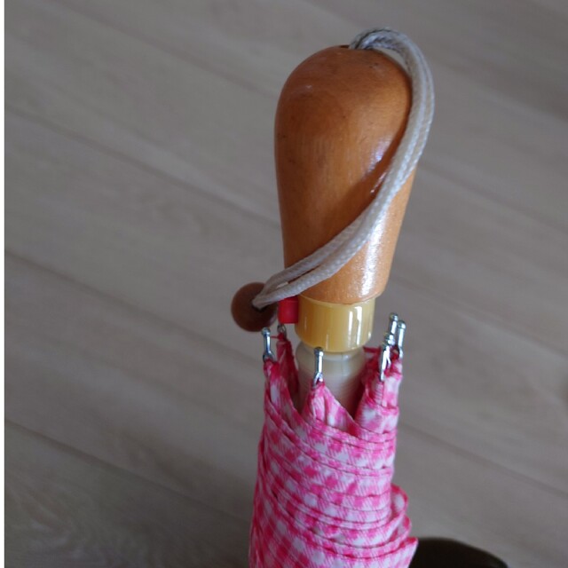 ピンクチェック柄傘 レディースのファッション小物(傘)の商品写真
