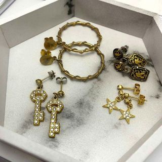 GJN ビンテージ 金 4点セット　フープ　キー　鍵　スター　星 ピアス(ピアス)