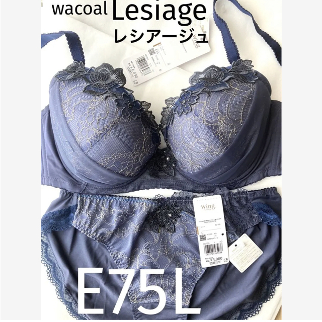 【新品タグ付】ワコール★Lesiage・ネイビー★E75L（定価¥9,570）