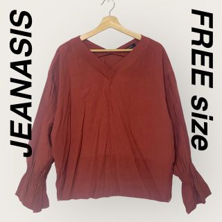 ジーナシス(JEANASIS)の【美品】JEANASIS／ジーナシス★袖フリル ブラウス 袖口リブ　袖長め(カットソー(長袖/七分))