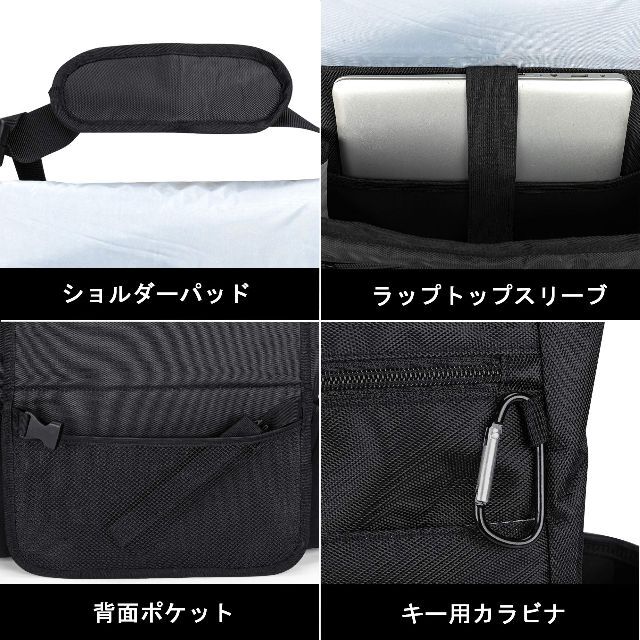 【色: ブラック】Luxja 車用収納ポケット 蓋付き 車 助手席 収納 多いポ
