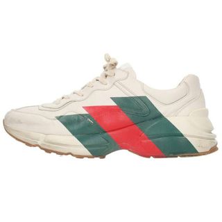 グッチ(Gucci)のグッチ  18AW  523535/ライトン ウェブプリントローカットレザースニーカー メンズ 9.5(スニーカー)