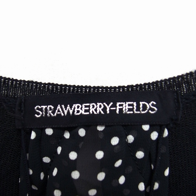 STRAWBERRY-FIELDS(ストロベリーフィールズ)のストロベリーフィールズ パフスリーブ ニット セーター Uネック ドット柄 黒 レディースのトップス(ニット/セーター)の商品写真