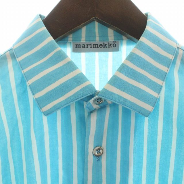 marimekko(マリメッコ)のマリメッコ シャツ カジュアルシャツ ストライプ 長袖 41 L 水色 白 メンズのトップス(シャツ)の商品写真
