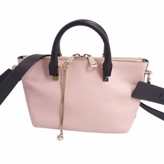 クロエ(Chloe)の美品 クロエ Chloe バッグ ミニ 2way ハンドバッグ ショルダーバッグ バイカラー カーフレザー カバン レディース ライトピンク/ブラック(ハンドバッグ)