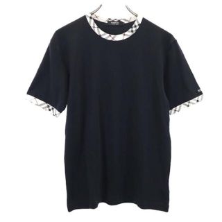 バーバリーブラックレーベル(BURBERRY BLACK LABEL)のバーバリーブラックレーベル 日本製 三陽商会 半袖 Tシャツ 2 ブラック系 BURBERRY BLACK LABEL 袖チェック メンズ 【中古】  【230511】 メール便可(Tシャツ/カットソー(半袖/袖なし))