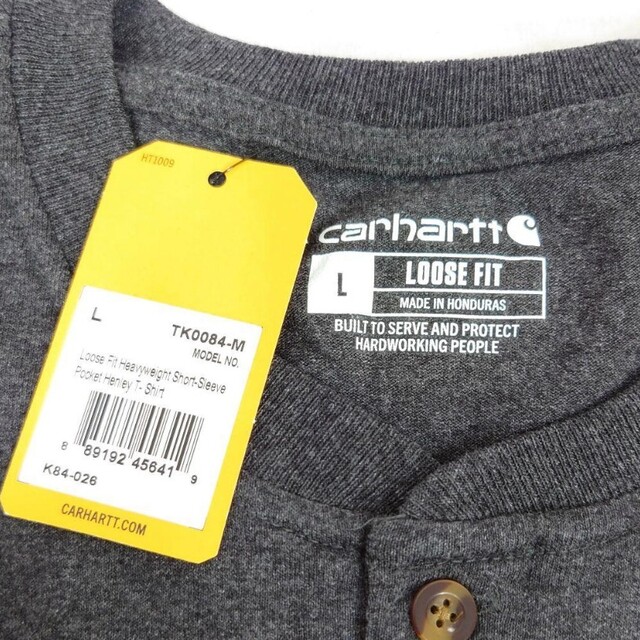 carhartt(カーハート)の【L】Carhartt カーハート ヘンリーネックポケットT K84 カーボン メンズのトップス(Tシャツ/カットソー(半袖/袖なし))の商品写真