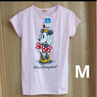 ディズニー(Disney)の新品　ディズニーランド Tシャツ  半袖 　M　 旧タグ　ミニーマウス　ピンク色(Tシャツ(半袖/袖なし))