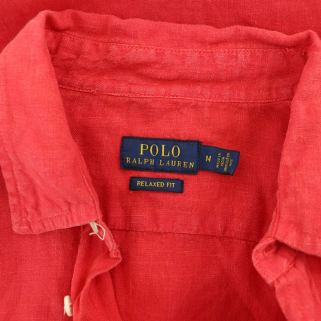 POLO RALPH LAUREN(ポロラルフローレン)のポロ ラルフローレン RELAXED FIT リネンシャツ 長袖 ポニー刺繍 赤 メンズのトップス(シャツ)の商品写真