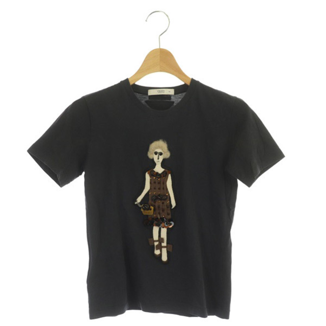 PRADA(プラダ)のプラダ PRADA Tシャツ カットソー 半袖 スパンコール ビジュー XS 黒 レディースのトップス(カットソー(半袖/袖なし))の商品写真