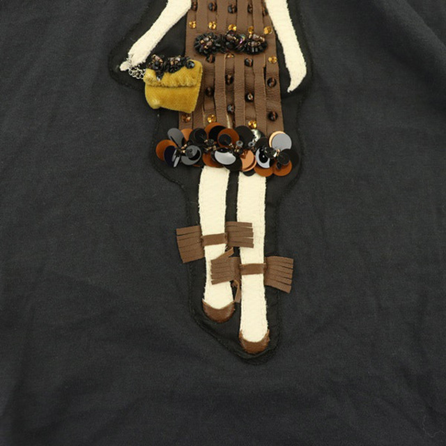 PRADA(プラダ)のプラダ PRADA Tシャツ カットソー 半袖 スパンコール ビジュー XS 黒 レディースのトップス(カットソー(半袖/袖なし))の商品写真
