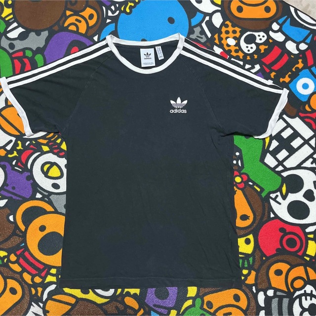 adidas(アディダス)のadidas originals ３本線　トレフォイル　tee tシャツ m 黒 メンズのトップス(Tシャツ/カットソー(半袖/袖なし))の商品写真