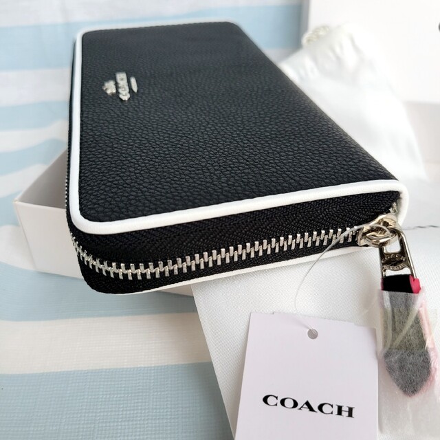 【新品未使用】COACH コーチ 長財布 ブラック 上質レザー 白黒 母の日