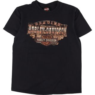 ハーレーダビッドソン(Harley Davidson)の古着 ハーレーダビッドソン Harley-Davidson 両面プリント モーターサイクル バイクTシャツ メンズS /eaa334549(Tシャツ/カットソー(半袖/袖なし))