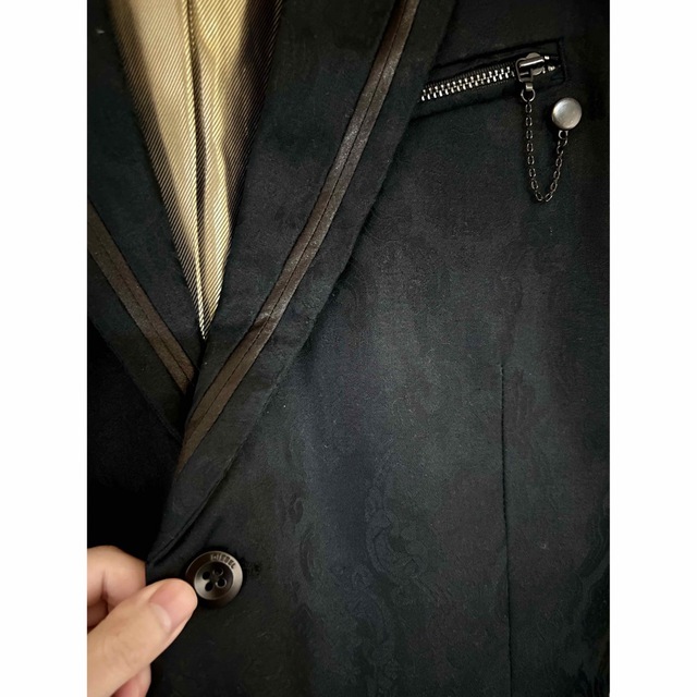 DIESEL(ディーゼル)のディーゼル フローラル チェーン 刺繍 花柄 テーラードジャケット ブラック メンズのジャケット/アウター(テーラードジャケット)の商品写真
