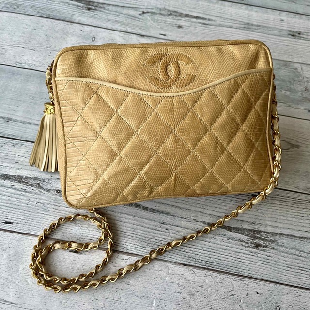 CHANEL - 極美品CHANEL☆リザード フリンジ付き チェーンショルダー