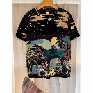 人気デザイン PAUL SMITH ボタニカル　花柄　Tシャツ 総柄　黒