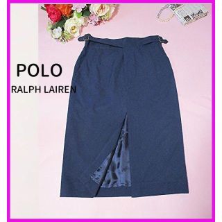 ポロラルフローレン(POLO RALPH LAUREN)の【ポロ　ラルフローレン】セミタイトスカート　前スリット　紺　ネイビー(ひざ丈スカート)